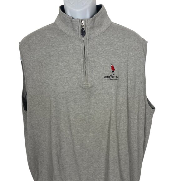 Muirfield Golf Club Scotland 1/4 Zip Pullover Vest Mens XXL Gray Cotton Jersey - Picture 2 of 9